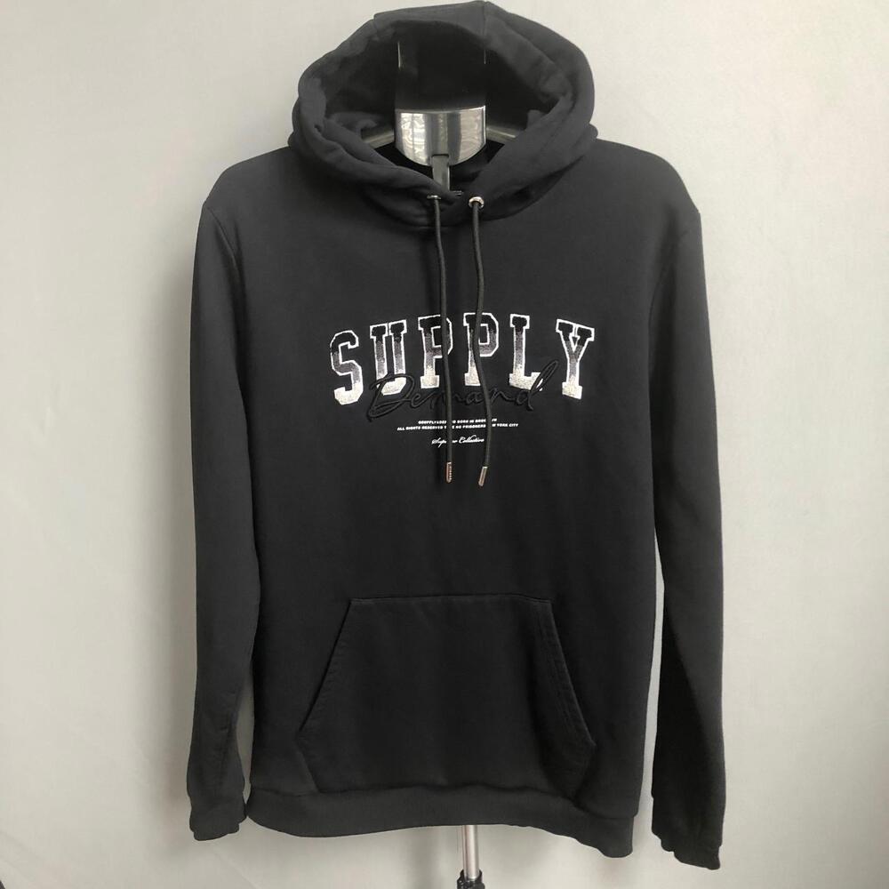 Men's Supply And Demand Of New York Trapper Black Pullover Hoodie Size XL